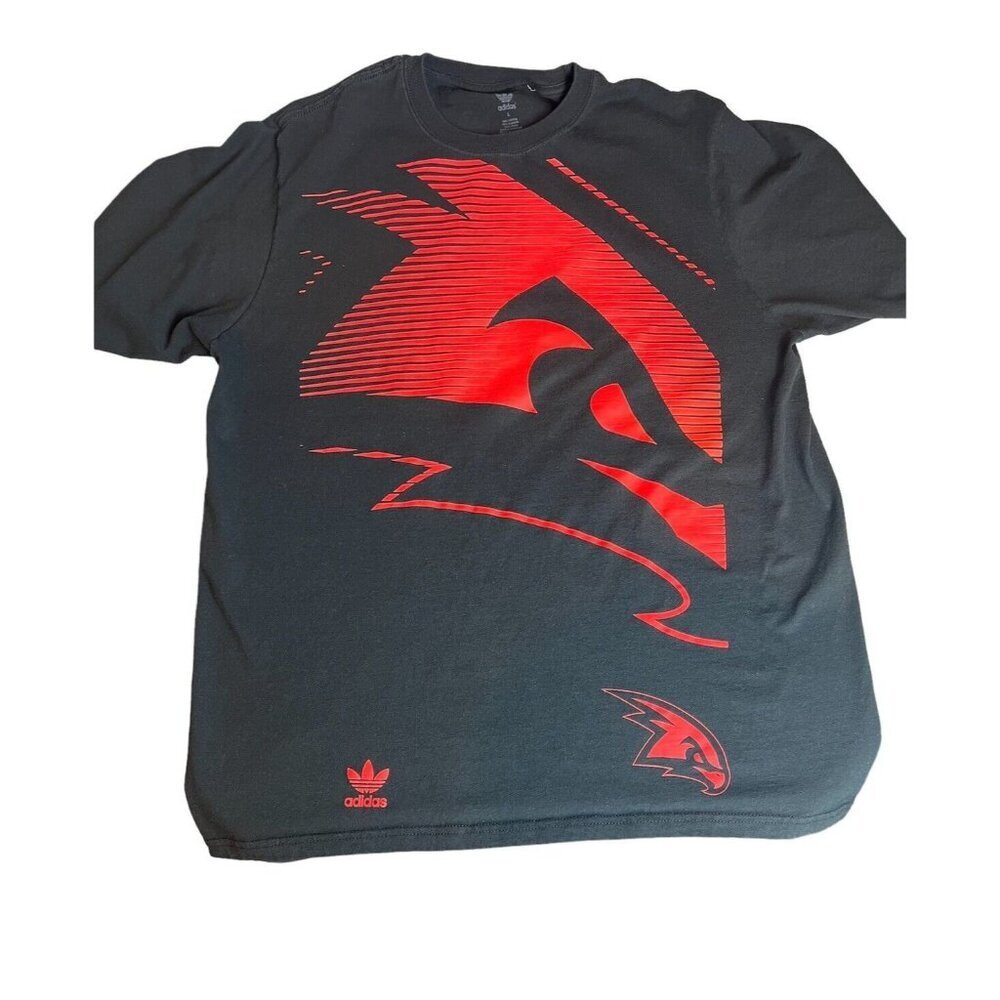 Adidas Atlanta Hawks T Shirt Men's Size Large Black Large Red Hawk Graphic